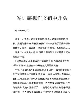 心有所向，气之所至——以军训心得体会